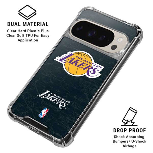 NBA Los Angeles Lakers Black Primary Logo Pixel 9/9 Pro Clear Case